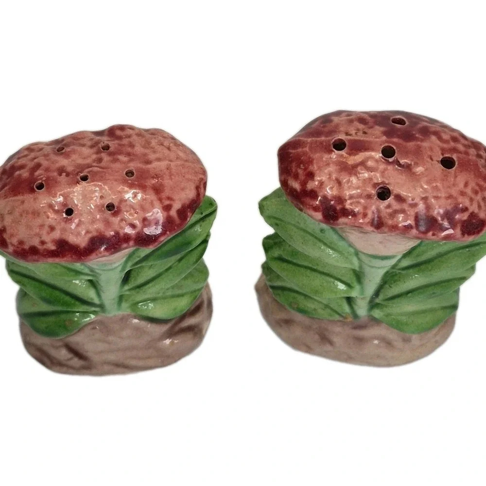 Vintage Ceramic Salt & Pepper Shaker Set Kitsch Japan Pink Flowers